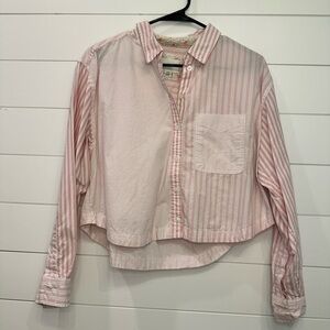 American Eagle Outfitters Pink Striped Button Down Shirt